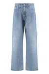 Halfboy Wide-leg Distressed Denim Trousers With Belt Loops