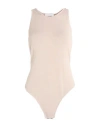 Halfboy Woman Bodysuit Beige Size L Viscose, Polyester In Beige