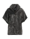 Halfboy Woman Coat Grey Size M Ovine Leather In Grey