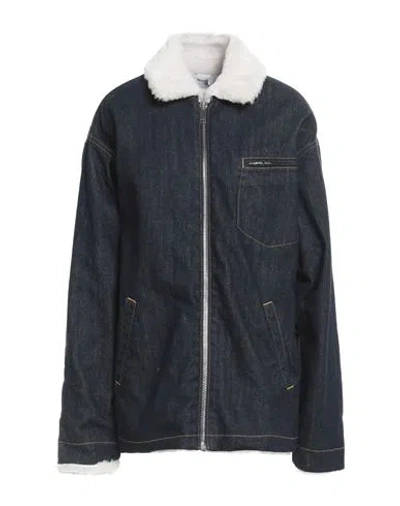 Halfboy Woman Denim Outerwear Blue Size M Cotton, Polyester