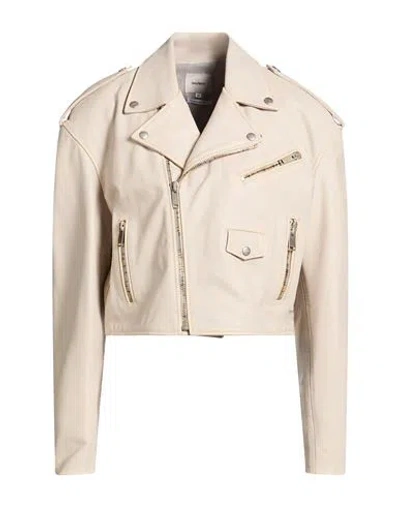 Halfboy Woman Jacket Beige Size M Ovine Leather In Sand