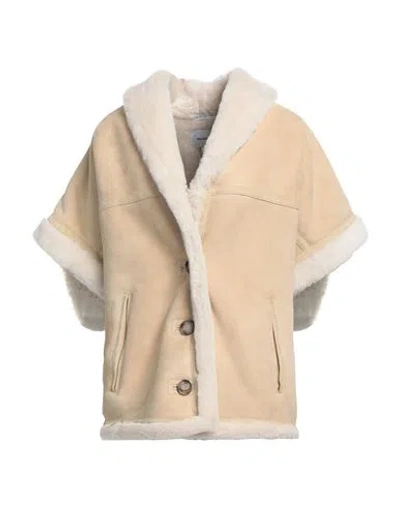 Halfboy Woman Jacket Sand Size M Ovine Leather In Beige