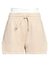 Halfboy Layered Cotton Shorts In Beige