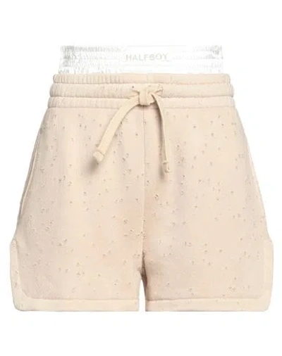 Halfboy Layered Cotton Shorts In Beige