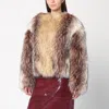 Halfboy Short Textured Faux Fur Coat In Sand