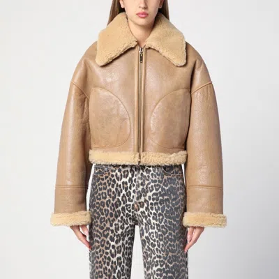 Halfboy Women's Short Sheepskin With Shearling Collar