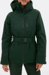 Halfdays Aston Belted Ski Jacket In Alpine Green