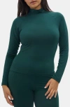 Halfdays Clare Mock Neck Base Layer Top In Blue