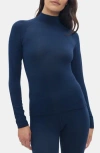 Halfdays Clare Mock Neck Base Layer Top In Blue