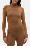 Halfdays Clare Mock Neck Base Layer Top In Brown