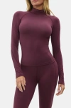 Halfdays Clare Mock Neck Base Layer Top In Purple