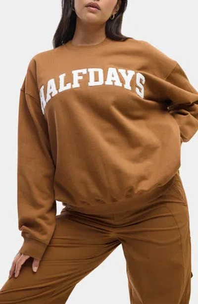 Halfdays Cotton Graphic Sweatshirt In Brown
