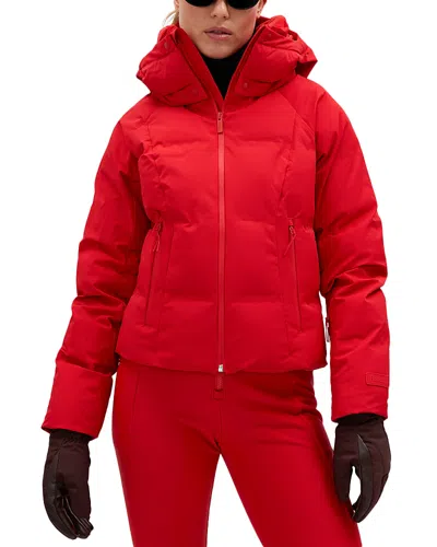 Halfdays Georgie Hooded Puffer Ski Jacket In Rouge