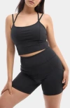 Halfdays Gwen Strappy Crop Camisole In Black