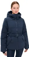 Halfdays Hedy Belted Puffer Jacket Navy In Blue