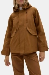 Halfdays Hooded Rain Jacket In Brown