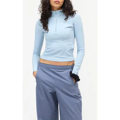 Halfdays Julie Quarter Zip Top In Blue Fog