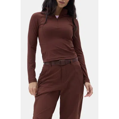 Halfdays Julie Quarter Zip Top In Burgundy