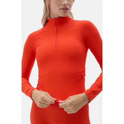 Halfdays Julie Quarter Zip Top In Red