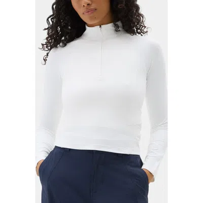 Halfdays Julie Quarter Zip Top In White