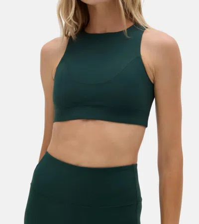 Halfdays Kara Crew Neck Sleevess Sports Bra In Alpine In Green