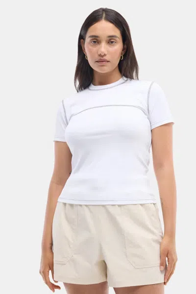 Halfdays Mollie T-shirt Women's White Stretch Short Sleeve Crewneck Dsgl1158 In Animal Print