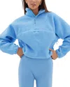 Halfdays Pieper Water Repellent Recycled Polyester Fleece Quarter Zip Top In Forget Me Not