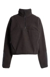 Halfdays Pieper Water Repellent Recycled Polyester Fleece Quarter Zip Top In Black