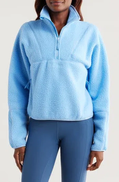 Halfdays Pieper Water Repellent Recycled Polyester Fleece Quarter Zip Top In Blue