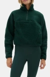Halfdays Pieper Water Repellent Recycled Polyester Fleece Quarter Zip Top In Green