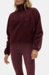 Halfdays Pieper Water Repellent Recycled Polyester Fleece Quarter Zip Top In Red