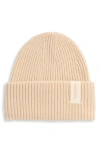 Halfdays Rib Merino Wool Beanie In Oat Milk