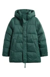 Halfdays Tabei Recycled Nylon Puffer Parka With Removable Hood In Alpine Green