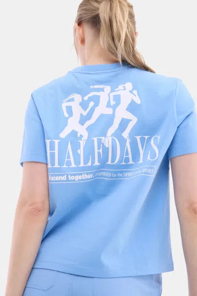 Halfdays T-shirt Women's Forget Me Not Graphic Print Cotton Boxy Fit Dsgl1 5 In Blue