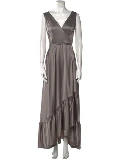 Pre-owned Halfpenny London V-neck Long Dress In Gray