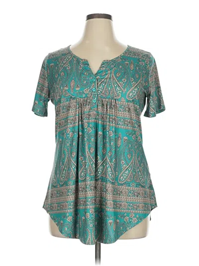 Pre-owned Halife Short Sleeve Blouse In Blue