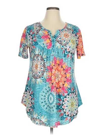 Pre-owned Halife Short Sleeve Blouse In Blue