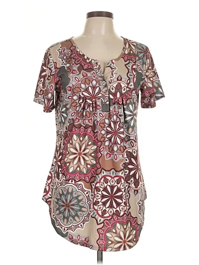 Pre-owned Halife Short Sleeve Blouse In Burgundy