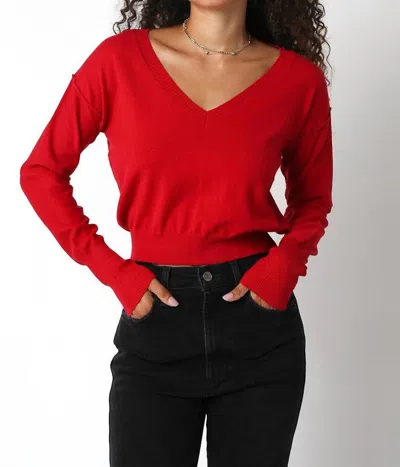 Hallelu Flame Kissed Sweater In Red