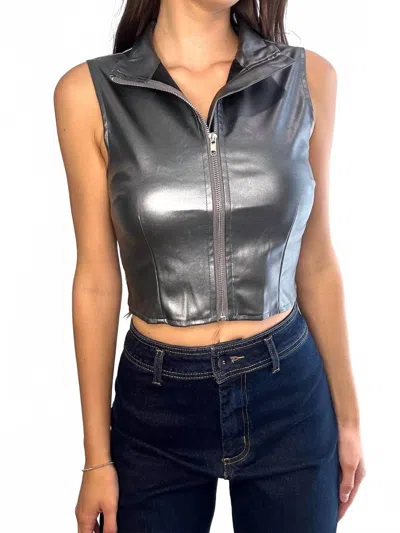 Hallelu Metal Muse Top In Grey