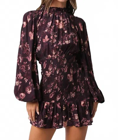 Hallelu Whimsical Bloom Dress In Eggplant
