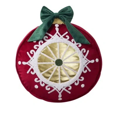 Hallmark 12" X 13" Red Ornament Shaped Holiday Decorative Pillow
