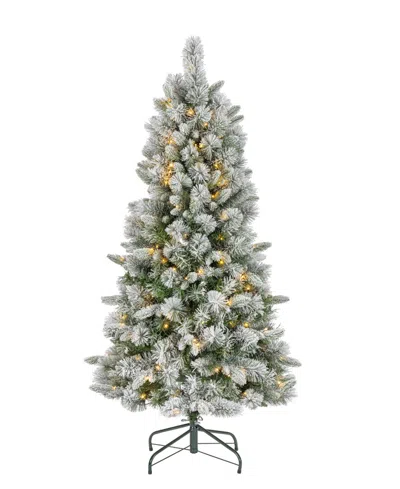 Hallmark 5 Ft Pre-lit Natural Cut Lightly Flocked Artificial Pine Tree In Green