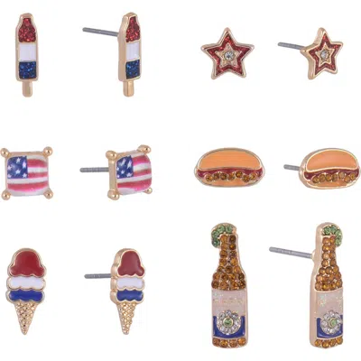Hallmark 6 Pack 4th Of July Bbq Theme Stud Earring Set In Multi