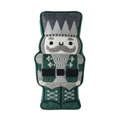 Hallmark 7" X 14" Green Nutcracker Shaped Holiday Decorative Pillow