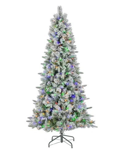 Hallmark 7.5" Pre-lit Hard Needle Pvc Mixed Tip Hinged Artificial Pine Tree In Green