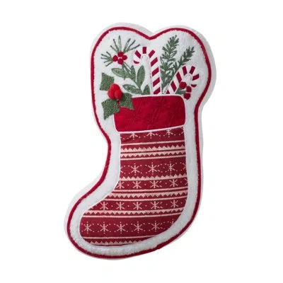 Hallmark 8" X 16" Red Stocking Shaped Holiday Decorative Pillow