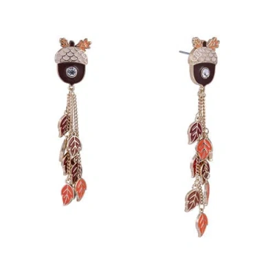 Hallmark Acorn & Leaf Linear Earrings In Yellow