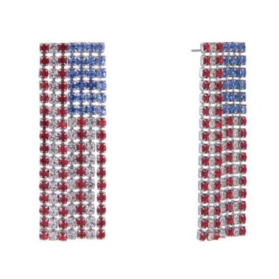 Hallmark American Flag Rhinestone Earrings In Multi