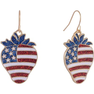 Hallmark American Flag Strawberry Earrings In Brown